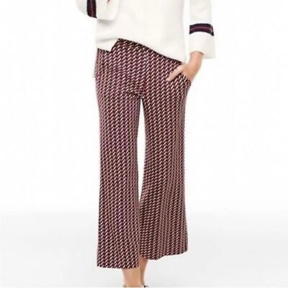 CAbi Red and Blue Kelly Geometric Print Wide Leg Jersey Knit Pant Size Small